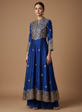 Royal Blue Embroidered Party Wear Kurti