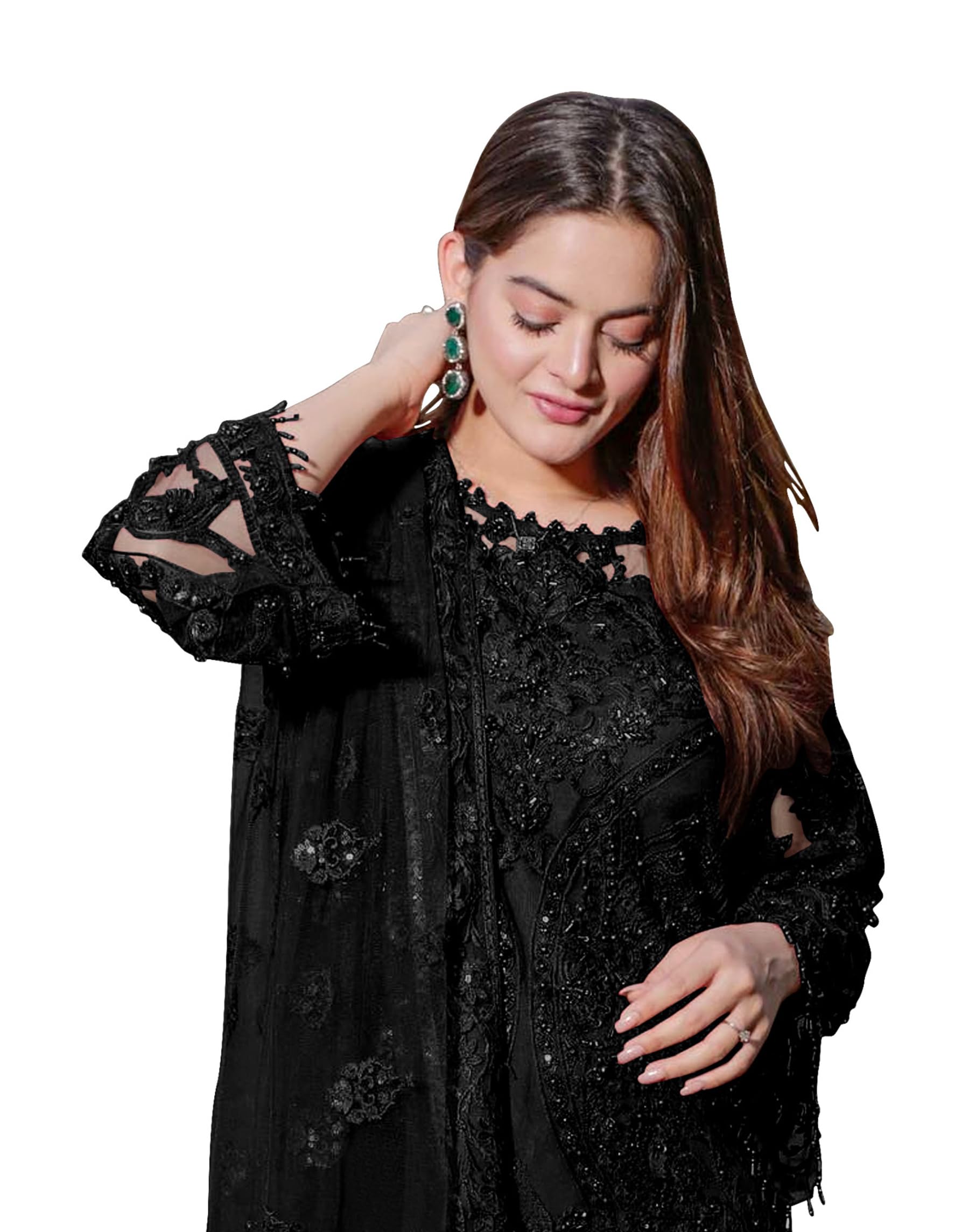 Faux Georgette Embroidered Semi-Stitched Salwar Suit with Dupatta