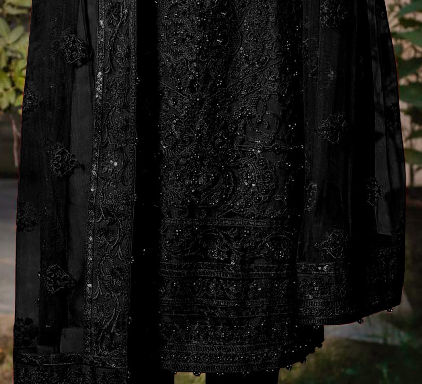 Faux Georgette Embroidered Semi-Stitched Salwar Suit with Dupatta