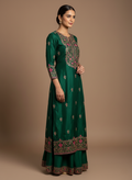 Green Embroidered Stitched Kurti